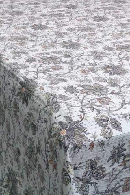 Cocobee White Cotton Embroidery, Printed Kantha Stitchline Bedspread Online at Aza Fashions Cocobee_White Cotton Embroidery, Printed Kantha Stitchline Bedspread_Online_at_Aza_Fashions