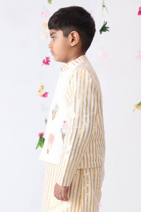 Buy_JILMIL DREAMWEAR_Off White Cotton Sequins, Beads Embroidered Waistcoat _Online_at_Aza_Fashions