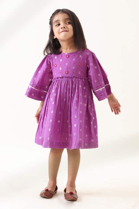 JILMIL DREAMWEAR Purple Cotton Beads Embroidered Dress 