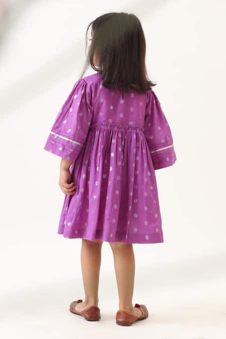 Shop_JILMIL DREAMWEAR_Purple Cotton Beads Embroidered Dress _at_Aza_Fashions