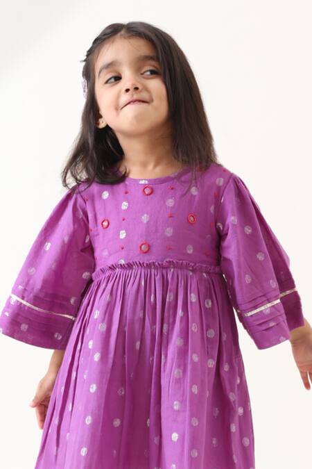 JILMIL DREAMWEAR Purple Cotton Beads Embroidered Dress Online at Aza Fashions JILMIL DREAMWEAR_Purple Cotton Beads Embroidered Dress _Online_at_Aza_Fashions