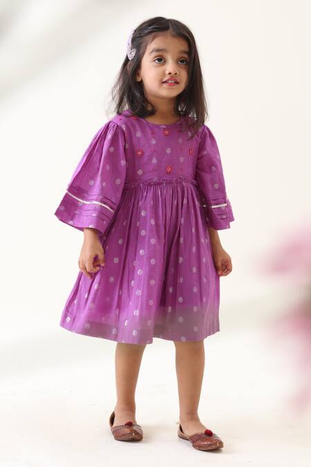 JILMIL DREAMWEAR_Purple Cotton Beads Embroidered Dress _at_Aza_Fashions