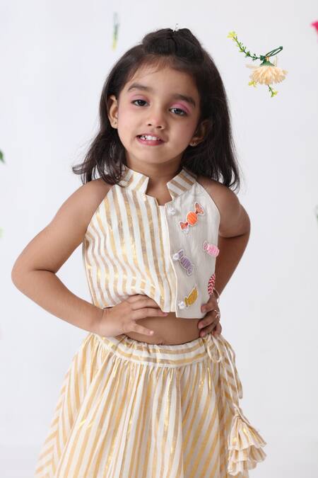 JILMIL DREAMWEAR_Off White Cotton Beads, Sequins Embroidered Blouse And Lehenga Set _Online_at_Aza_Fashions