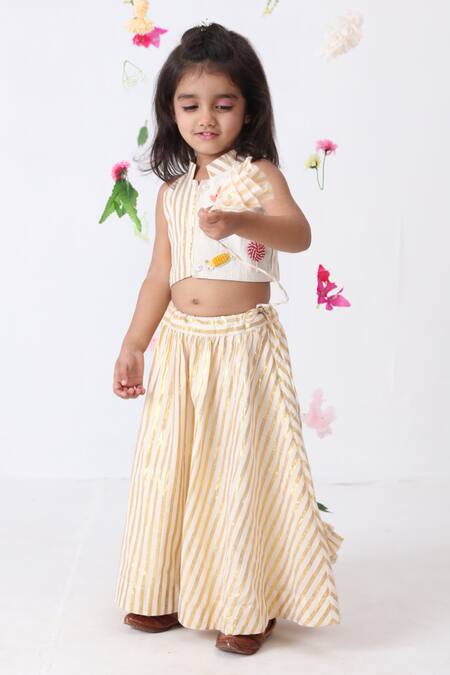 JILMIL DREAMWEAR_Off White Cotton Beads, Sequins Embroidered Blouse And Lehenga Set _at_Aza_Fashions