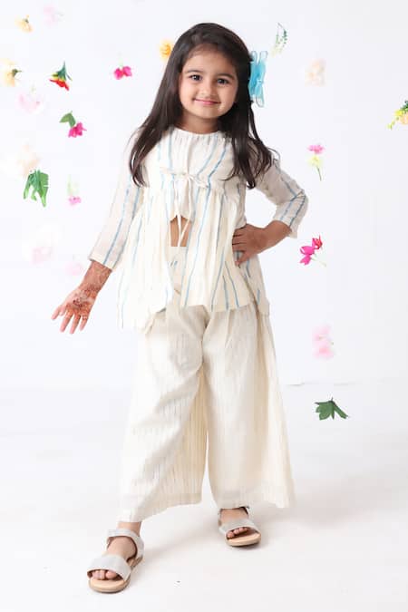 JILMIL DREAMWEAR Stripe Pattern Overcoat & Palazzo Set 