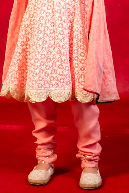 Shop JILMIL DREAMWEAR Pink Cotton Sequins, Zari Chikankari Work Kurta Set Online at Aza Fashions Shop_JILMIL DREAMWEAR_Pink Cotton Sequins, Zari Chikankari Work Kurta Set _Online_at_Aza_Fashions