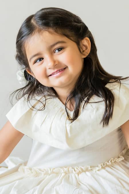 Shop JILMIL DREAMWEAR Off White Cotton Plain Dress at Aza Fashions Shop_JILMIL DREAMWEAR_Off White Cotton Plain Dress _at_Aza_Fashions