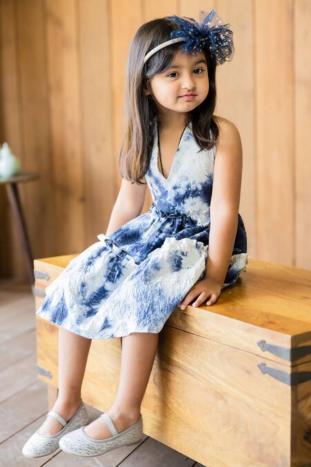 JILMIL DREAMWEAR_Blue Cotton Sleeveless Tie-dye Dress _Online_at_Aza_Fashions