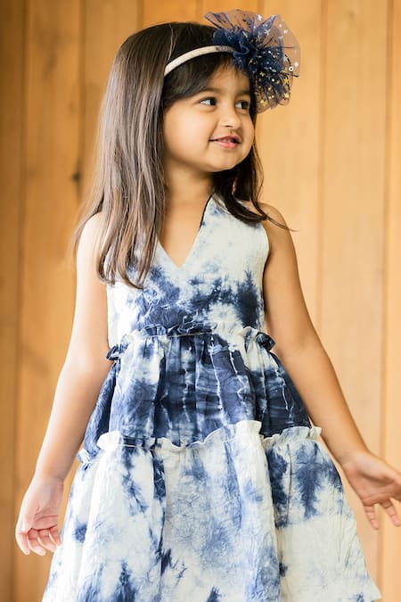 Buy_JILMIL DREAMWEAR_Blue Cotton Sleeveless Tie-dye Dress _Online_at_Aza_Fashions