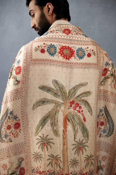 Shop_Torani_Beige Badami Rafiq Hand Block Printed Scarf _Online_at_Aza_Fashions
