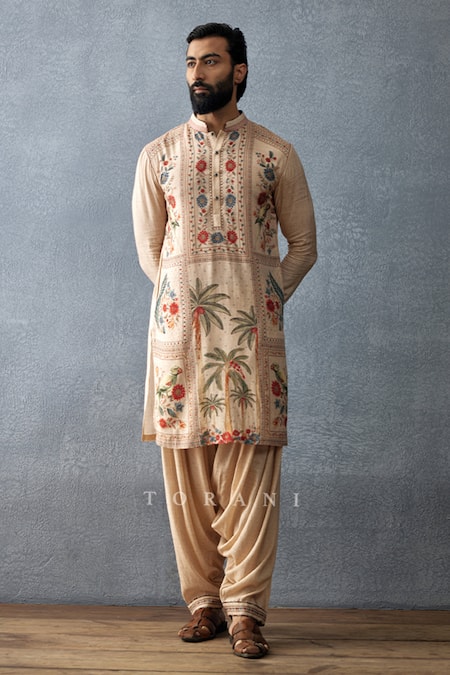 Torani Badami Ashfaq Hand Block Printed Kurta Set 