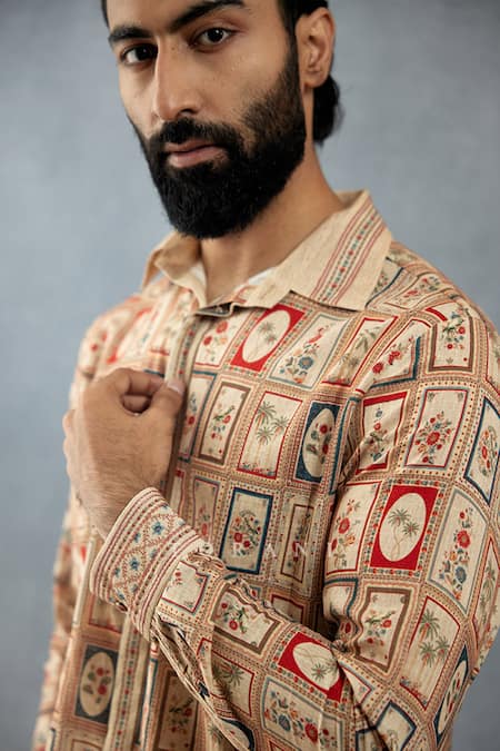 Shop Torani Beige Cotton, Silk Embroidery Badami Dhir Hand Block Printed Kameez Set Online at Aza Fashions Shop_Torani_Beige Cotton, Silk Embroidery Badami Dhir Hand Block Printed Kameez Set _Online_at_Aza_Fashions