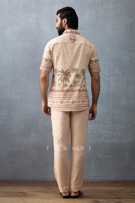 Shop Torani Beige Cotton, Silk Badami Nadeen Hand Block Printed Kameez Set at Aza Fashions Shop_Torani_Beige Cotton, Silk Badami Nadeen Hand Block Printed Kameez Set _at_Aza_Fashions