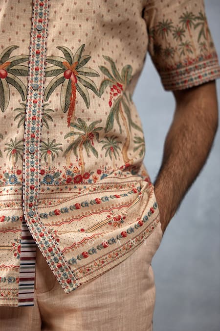 Shop Torani Beige Cotton, Silk Badami Nadeen Hand Block Printed Kameez Set Online at Aza Fashions Shop_Torani_Beige Cotton, Silk Badami Nadeen Hand Block Printed Kameez Set _Online_at_Aza_Fashions