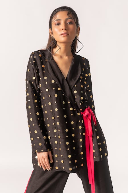 Vanshika Agarwal Label Black Bamberg Silk, Lining Taffeta Harper Hand Embroidered Blazer And Pant Set Online at Aza Fashions Vanshika Agarwal Label_Black Bamberg Silk, Lining Taffeta Harper Hand Embroidered Blazer And Pant Set _Online_at_Aza_Fashions