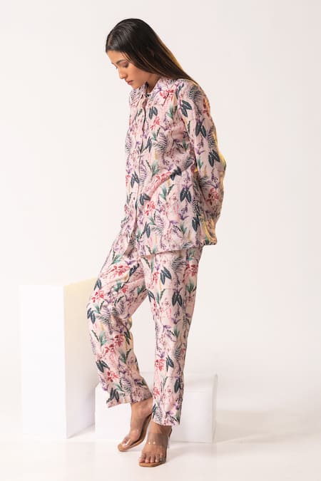 Shop Vanshika Agarwal Label Multi Color Cotton, Lining Taffeta Tropical Jane Print Shirt And Pant Set at Aza Fashions Shop_Vanshika Agarwal Label_Multi Color Cotton, Lining Taffeta Tropical Jane Print Shirt And Pant Set _at_Aza_Fashions