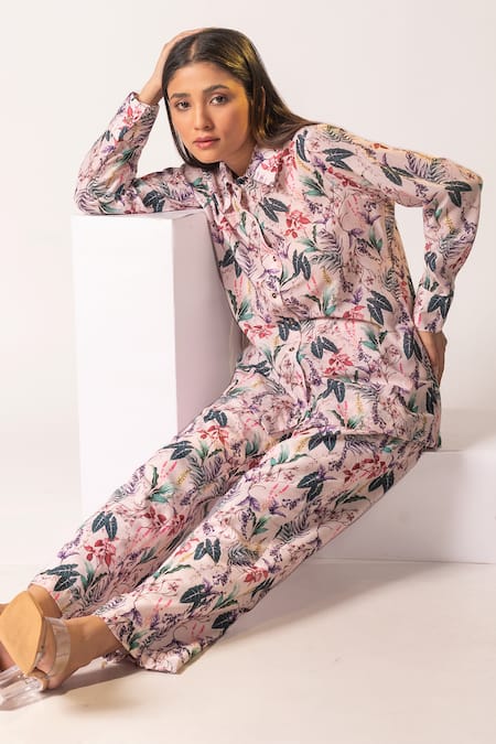 Buy Vanshika Agarwal Label Multi Color Cotton, Lining Taffeta Tropical Jane Print Shirt And Pant Set Online at Aza Fashions Buy_Vanshika Agarwal Label_Multi Color Cotton, Lining Taffeta Tropical Jane Print Shirt And Pant Set _Online_at_Aza_Fashions