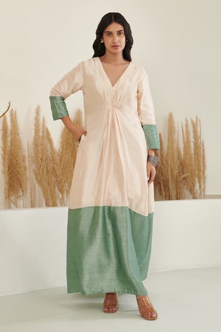 Flamingo the label Silk Color Block Kaftan 