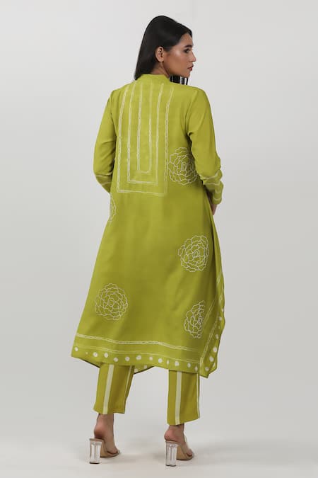 Krishna Mehta Floral Embroidered Asymmetric Tunic