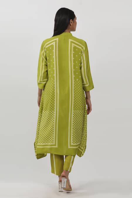 Krishna Mehta Green Modal Bandeau Neck Block Print Tunic Online at Aza Fashions Krishna Mehta_Green Modal Bandeau Neck Block Print Tunic _Online_at_Aza_Fashions