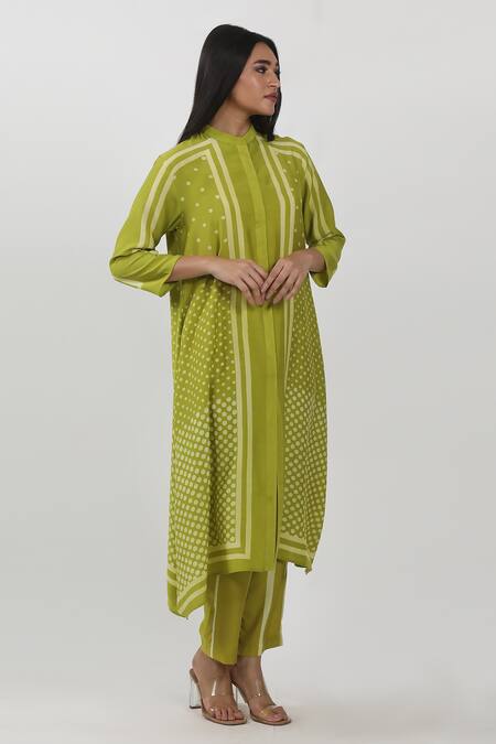 Buy Krishna Mehta Green Modal Bandeau Neck Block Print Tunic Online at Aza Fashions Buy_Krishna Mehta_Green Modal Bandeau Neck Block Print Tunic _Online_at_Aza_Fashions