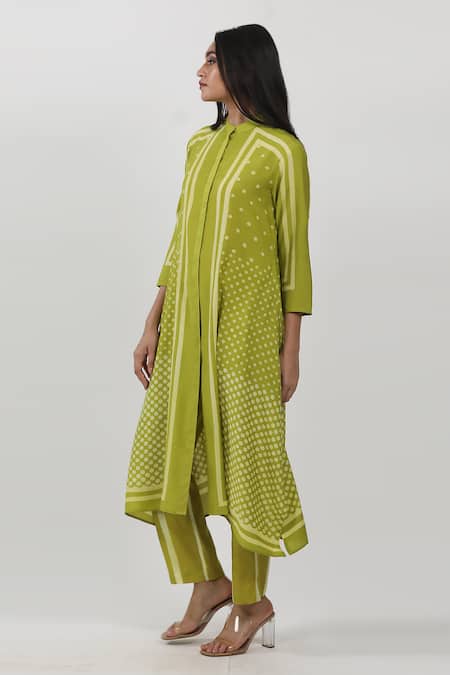 Shop Krishna Mehta Green Modal Bandeau Neck Block Print Tunic Online at Aza Fashions Shop_Krishna Mehta_Green Modal Bandeau Neck Block Print Tunic _Online_at_Aza_Fashions