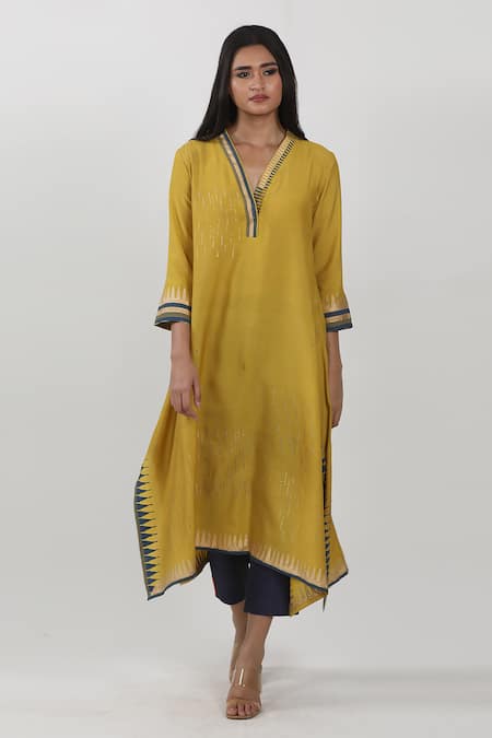 Krishna Mehta Asymmetric Block Print Tunic 