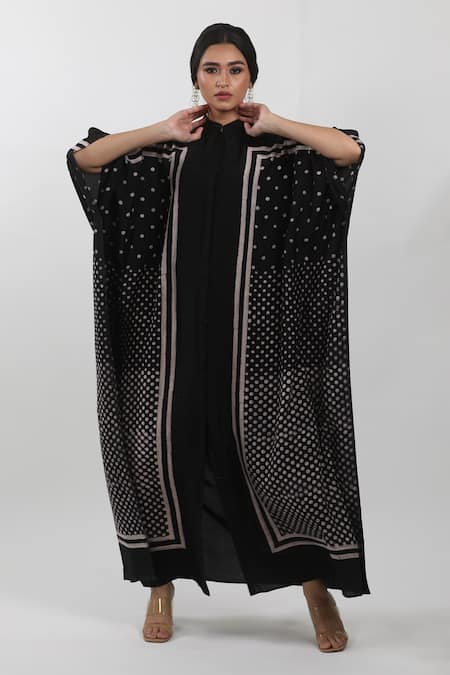 Krishna Mehta Polka Dot Block Print Kaftan 