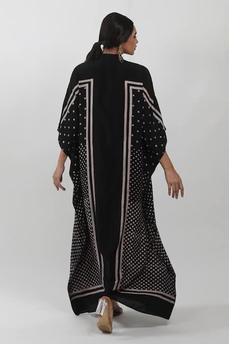 Krishna Mehta Polka Dot Block Print Kaftan 