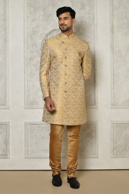 Aryavir Malhotra Paisley Pattern Sherwani With Churidar 