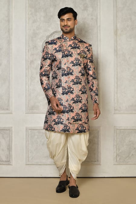 Aryavir Malhotra Floral Pattern Sherwani With Dhoti Pant 