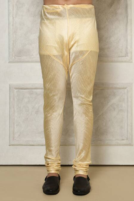 Buy_Arihant Rai Sinha_Multi Color Jacquard, Silk Brooches Tonal Leaf Pattern Sherwani With Churidar _Online_at_Aza_Fashions