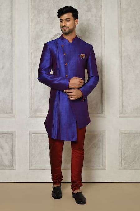 Aryavir Malhotra Asymmetric Hem Sherwani With Churidar 