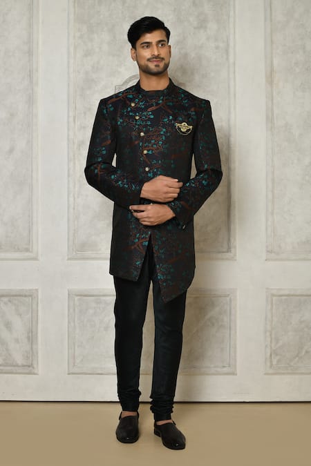 Aryavir Malhotra Branch Leaf Pattern Sherwani 