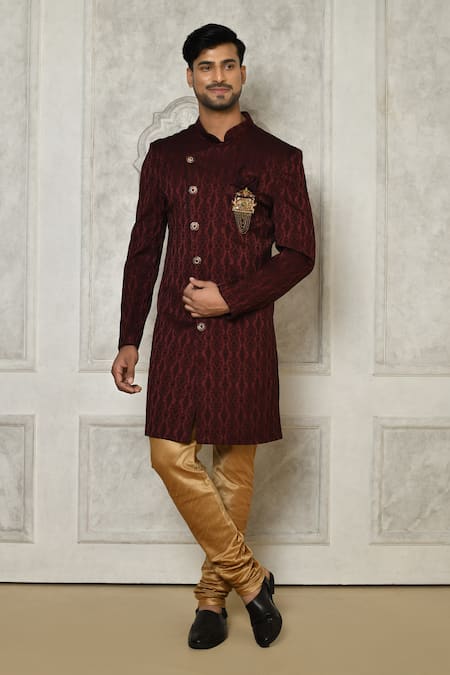 Aryavir Malhotra Floral Mandala Pattern Sherwani With Churidar 