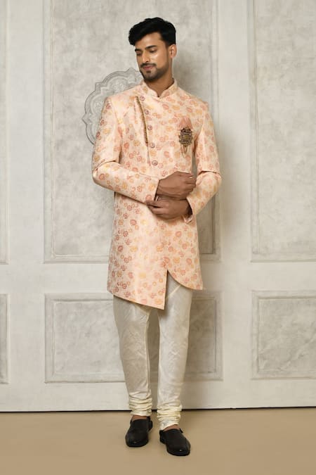 Aryavir Malhotra Floral Bloom Pattern Sherwani With Churidar 