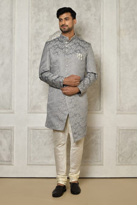 Aryavir Malhotra Floral Jaal Woven Sherwani With Churidar 