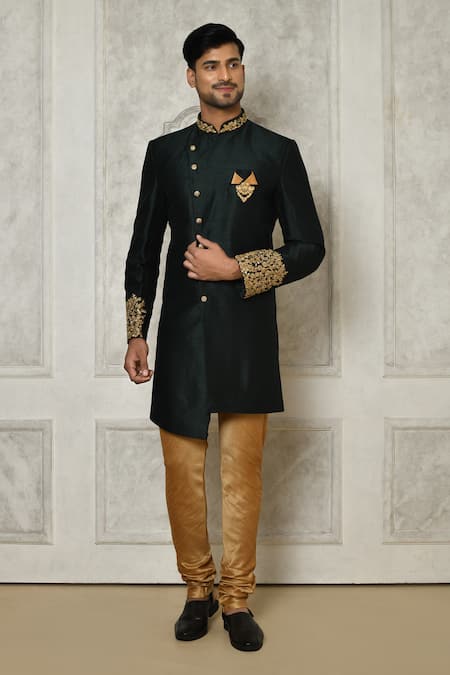 Aryavir Malhotra Placed Floral Embroidered Sherwani 