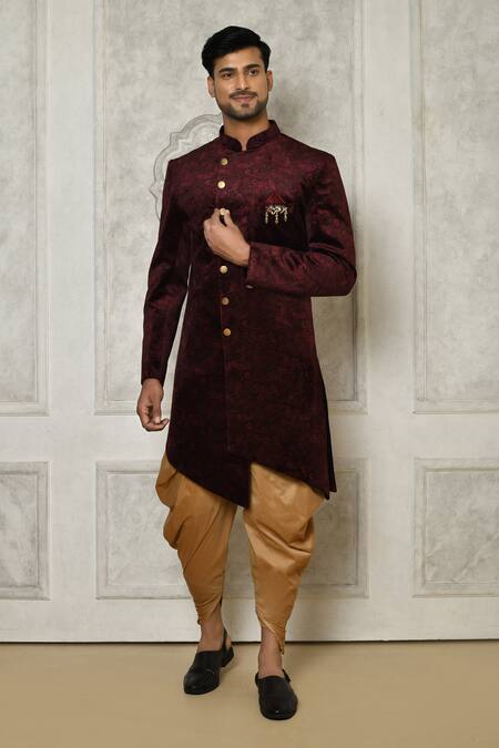 Aryavir Malhotra Digital Pattern Velvet Sherwani & Dhoti Pant Set 