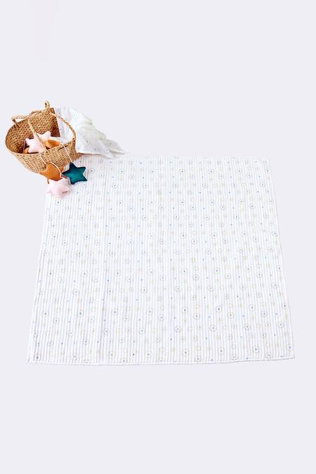 Jaipur Gate_White Muslin Printed Evil Eye Hand Baby Play Mat_Online_at_Aza_Fashions