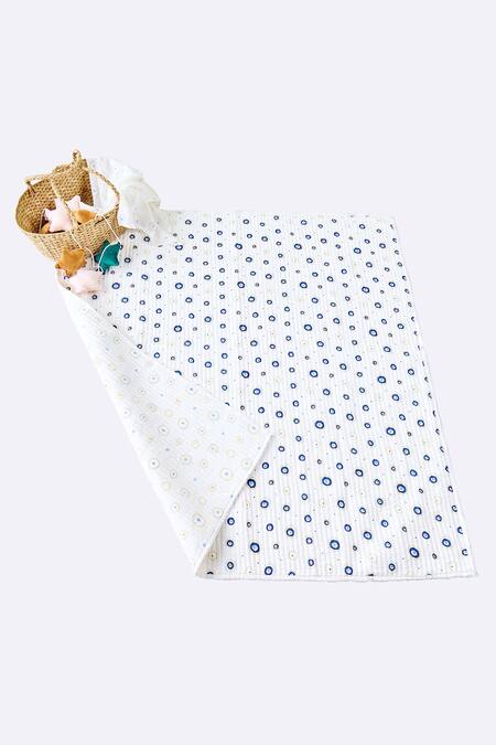 Buy_Jaipur Gate_White Muslin Printed Evil Eye Hand Baby Play Mat_Online_at_Aza_Fashions
