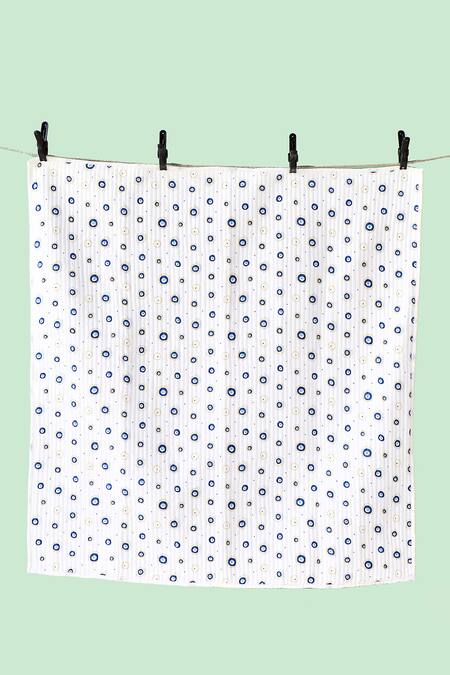 Jaipur Gate_White Muslin Printed Evil Eye Hand Baby Play Mat_at_Aza_Fashions