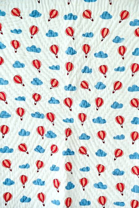 Buy Jaipur Gate White Muslin Printed Hot Air Balloon And Cloud Baby Playmat Buy_Jaipur Gate_White Muslin Printed Hot Air Balloon And Cloud Baby Playmat