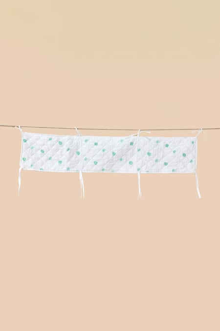 Jaipur Gate_White Muslin Printed Flamingo And Leaves Baby Bed Bumper 2 Pcs Set_at_Aza_Fashions
