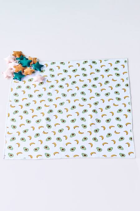 Jaipur Gate White Muslin Printed Avocado And Banana Baby Playmat Online at Aza Fashions Jaipur Gate_White Muslin Printed Avocado And Banana Baby Playmat_Online_at_Aza_Fashions