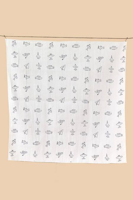 Buy Jaipur Gate White Muslin Printed Jet Plane Baby Playmat Online at Aza Fashions Buy_Jaipur Gate_White Muslin Printed Jet Plane Baby Playmat_Online_at_Aza_Fashions