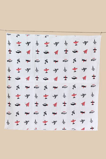 Jaipur Gate White Muslin Printed Jet Plane Baby Playmat at Aza Fashions Jaipur Gate_White Muslin Printed Jet Plane Baby Playmat_at_Aza_Fashions