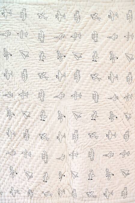 Jaipur Gate White Muslin Printed Jet Plane Baby Razai at Aza Fashions Jaipur Gate_White Muslin Printed Jet Plane Baby Razai_at_Aza_Fashions