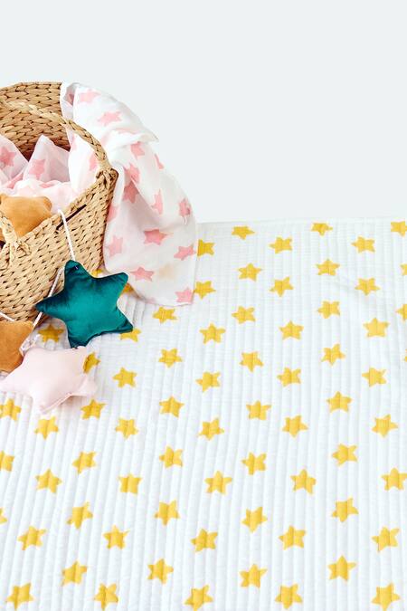 Shop Jaipur Gate White Muslin Printed Reversible Rainbow Baby Playmat Online at Aza Fashions Shop_Jaipur Gate_White Muslin Printed Reversible Rainbow Baby Playmat_Online_at_Aza_Fashions
