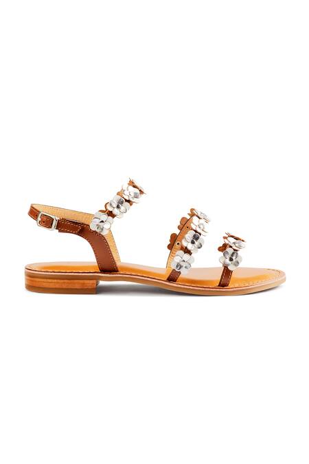 Nine By Janine_Silver Embellished Calytrix Cut Out Strap Flats _Online_at_Aza_Fashions